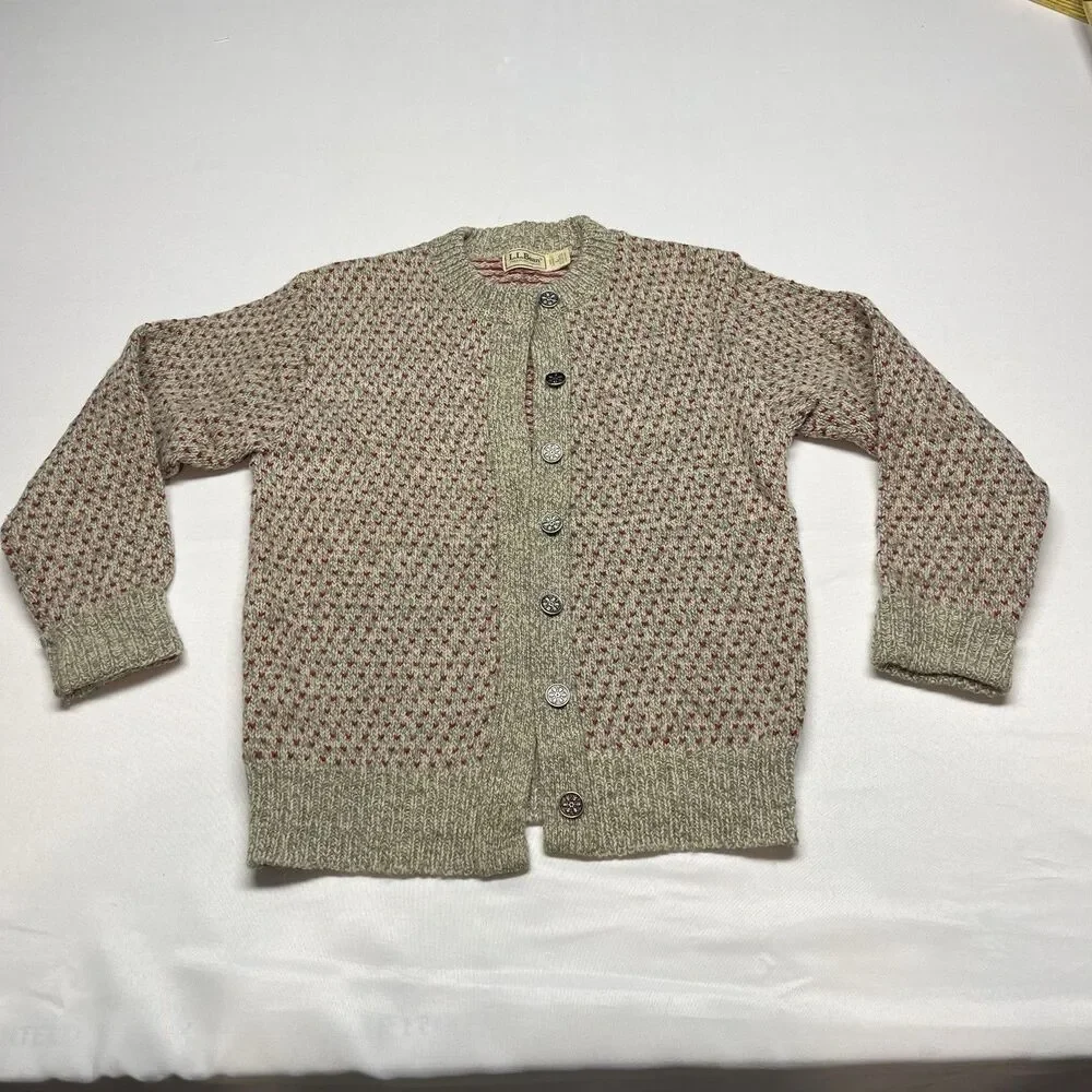Vintage 1990s Wool Hearts L.L. Bean Cardigan Sweater - Picture 2 of 7
